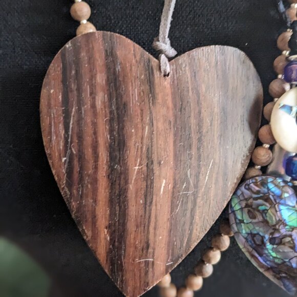 Funky Chucky mixed martial necklace bundle wood, abalone shell, metal shapes - Picture 5 of 9